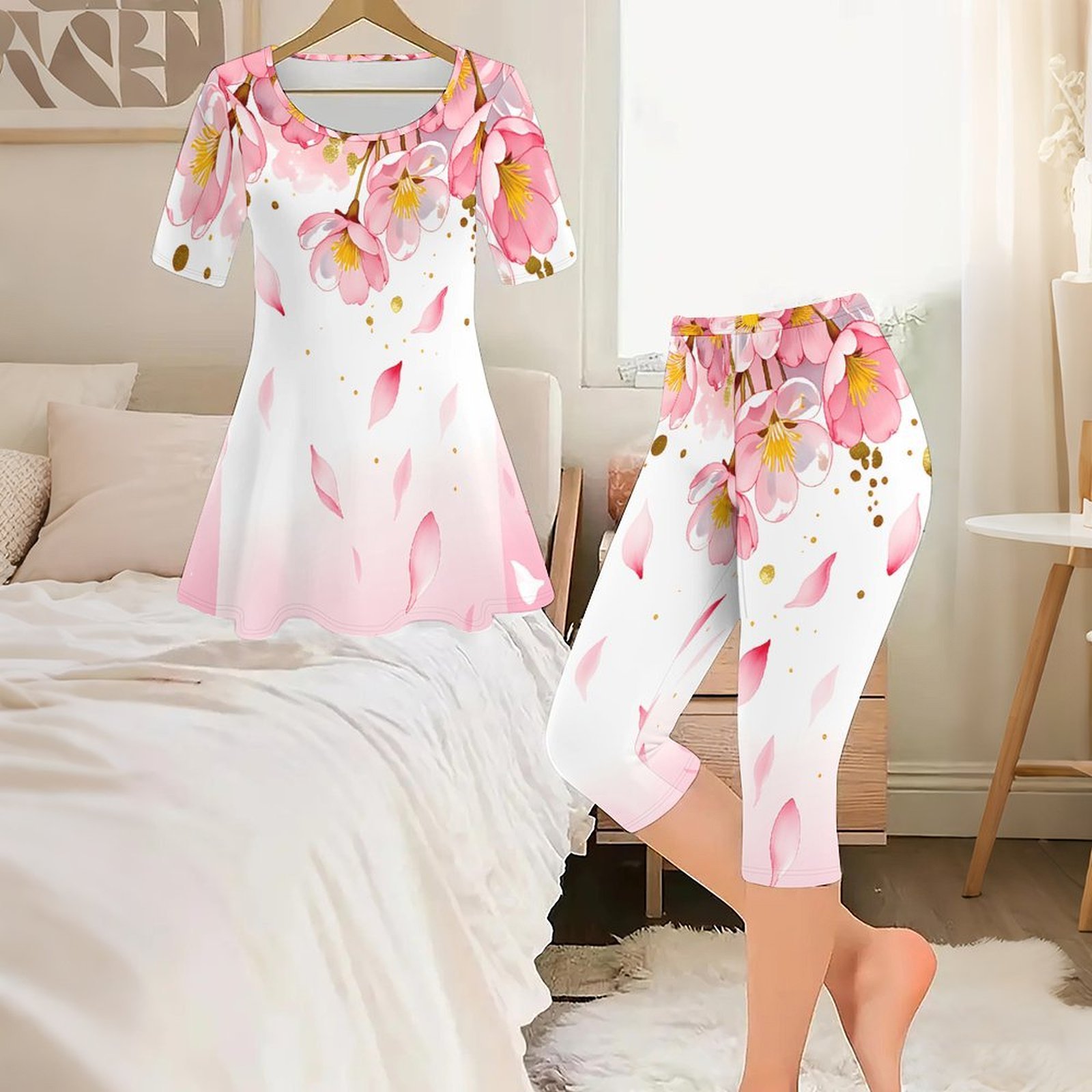 Romper Floral Print - Conjunto Vintage de 2 Peças para