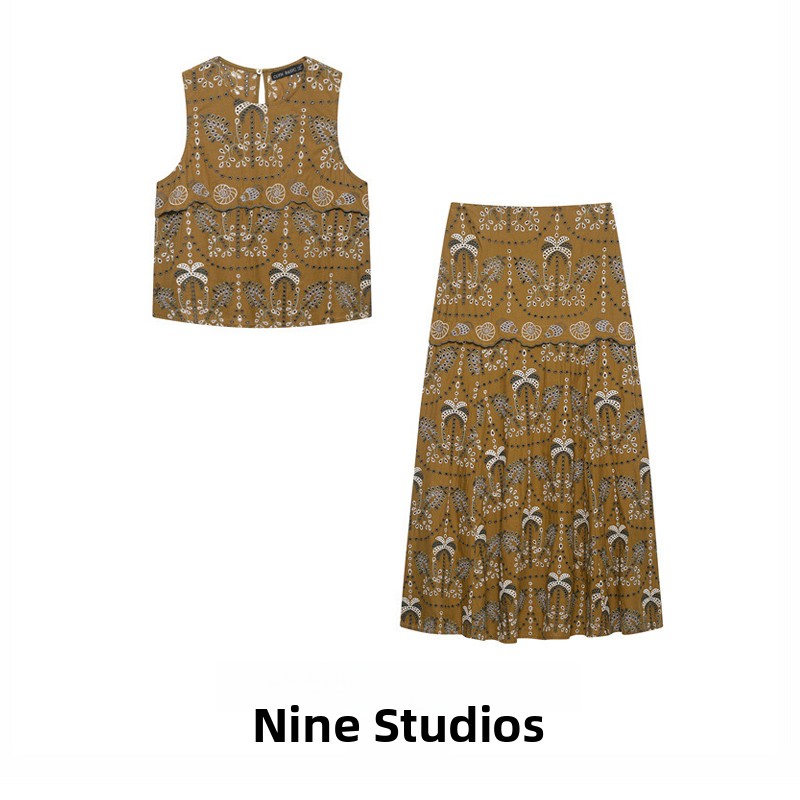 Conjunto de Moda Feminina NINE - Midi Skirt Floral avaliação e preço